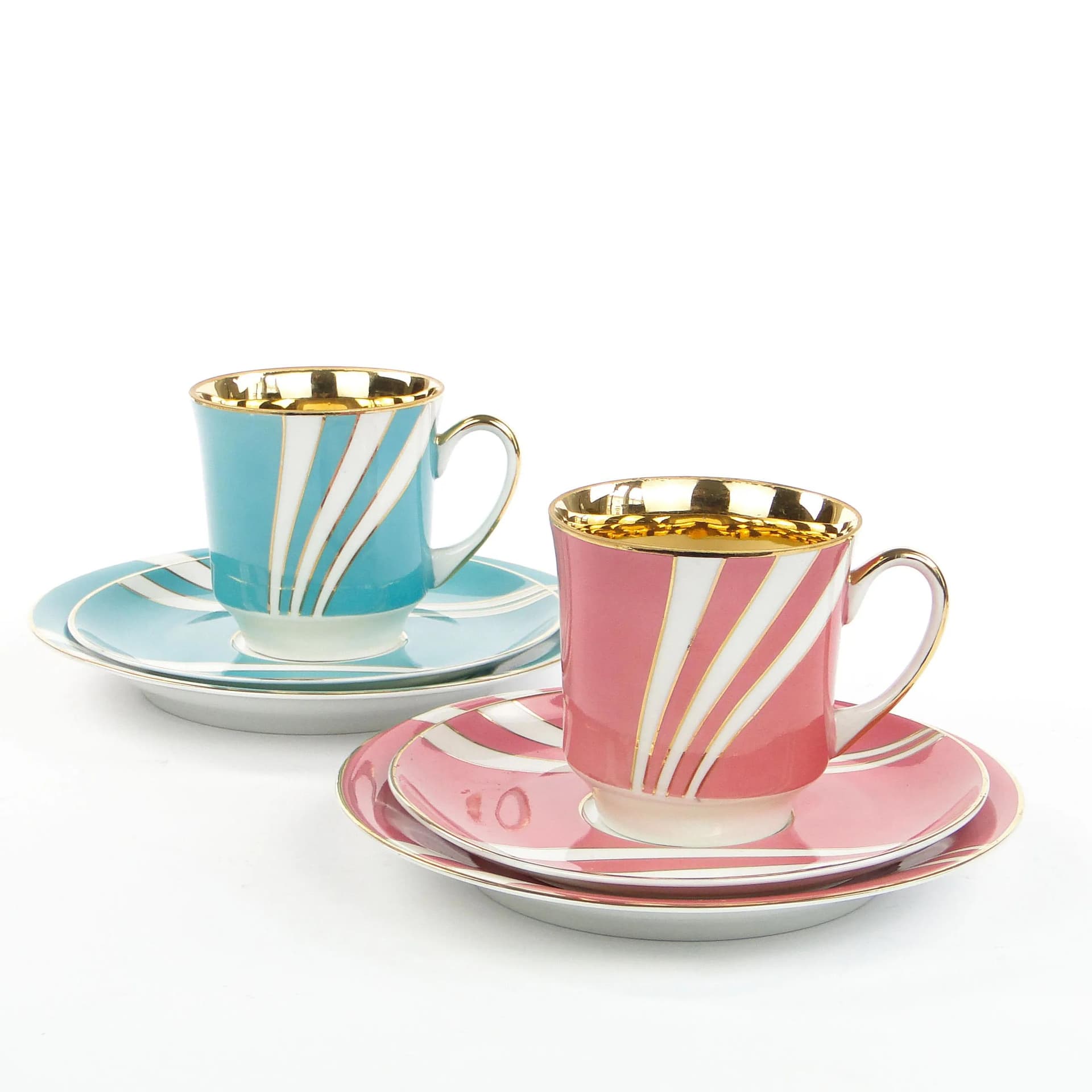 Zestaw śniadaniowy June, porcelana różowa, proj. W. Potacki, Ćmielów, Polska, lata 60. - 162522