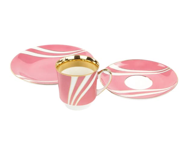 Zestaw śniadaniowy June, porcelana różowa, proj. W. Potacki, Ćmielów, Polska, lata 60. - WYMIARY