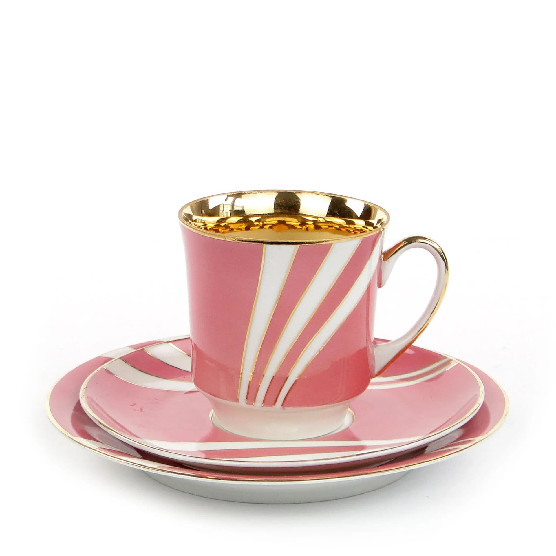 Zestaw śniadaniowy June, porcelana różowa, proj. W. Potacki, Ćmielów, Polska, lata 60. - 162523