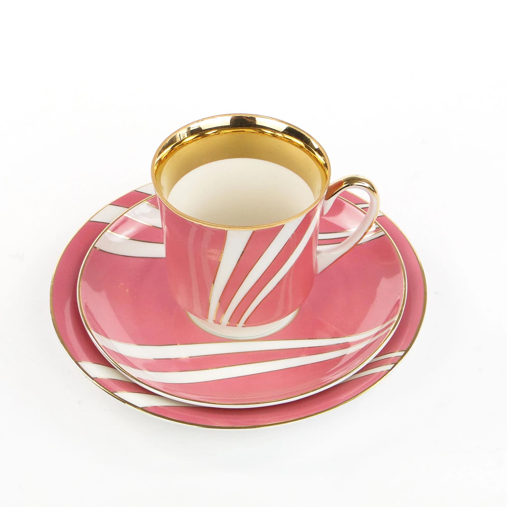 Zestaw śniadaniowy June, porcelana różowa, proj. W. Potacki, Ćmielów, Polska, lata 60. - 162525