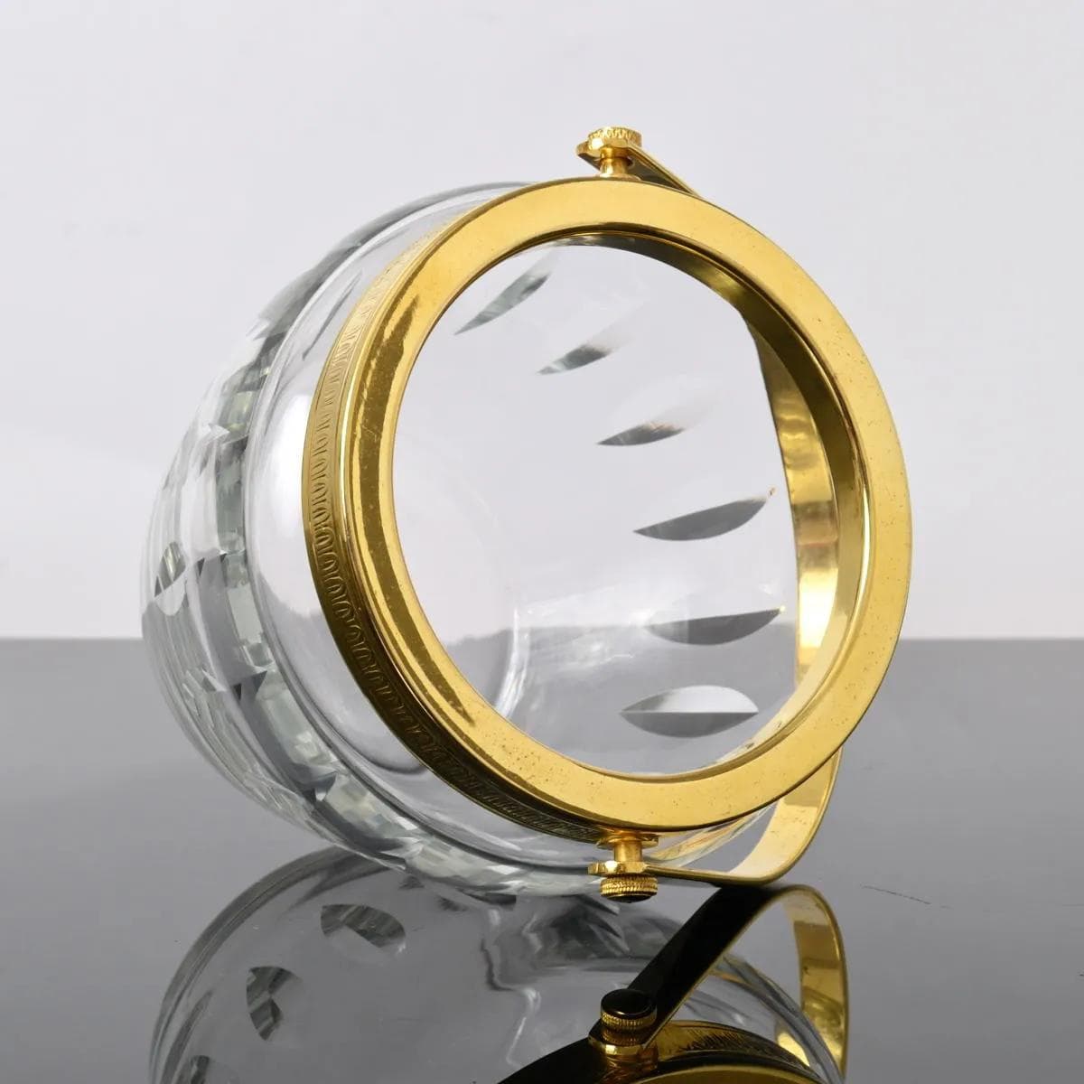 Kubełek do lodu, żółty-gradient przezroczysty, kryształ metal, Belgia, lata 60. - 162082