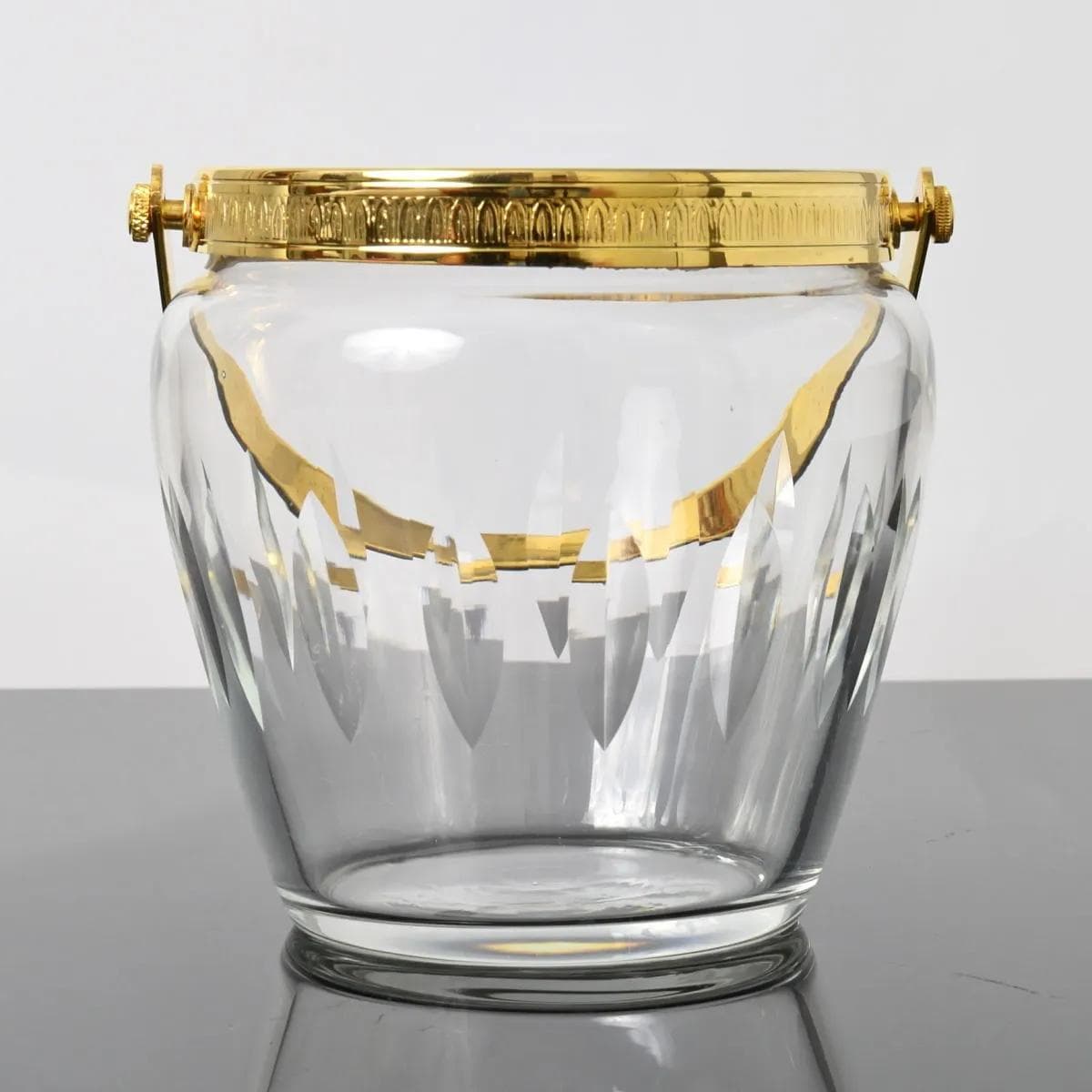 Kubełek do lodu, żółty-gradient przezroczysty, kryształ metal, Belgia, lata 60. - 162079