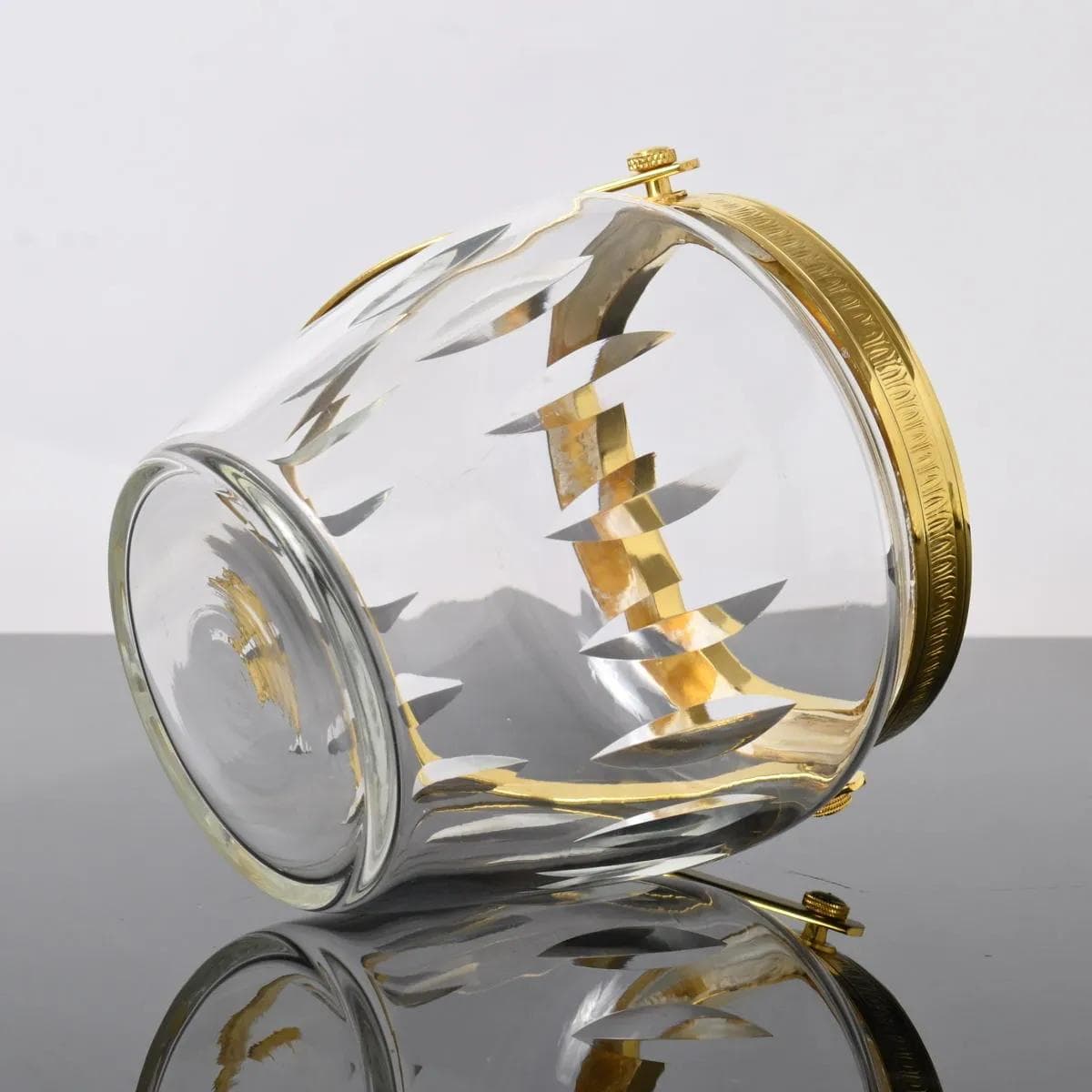 Kubełek do lodu, żółty-gradient przezroczysty, kryształ metal, Belgia, lata 60. - 162081