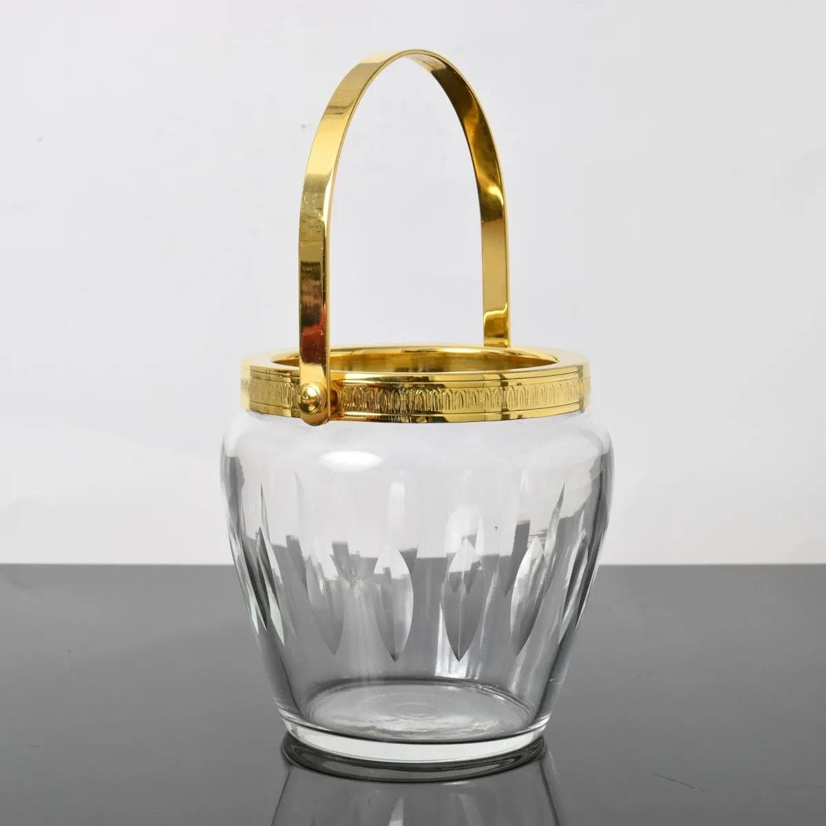 Kubełek do lodu, żółty-gradient przezroczysty, kryształ metal, Belgia, lata 60. - 162078