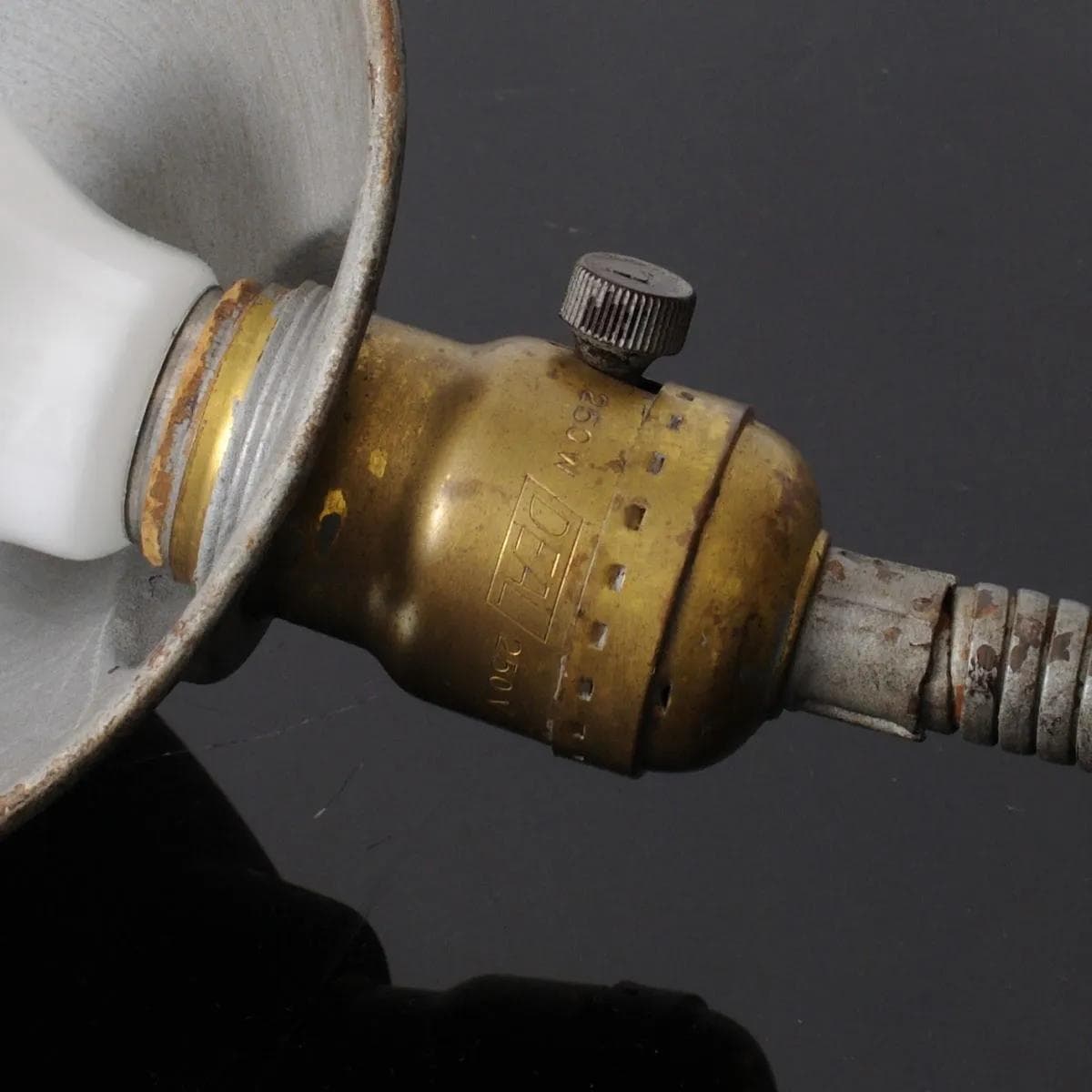 Lampa biurkowa, szary, żeliwo stal, lata 30. - 162076