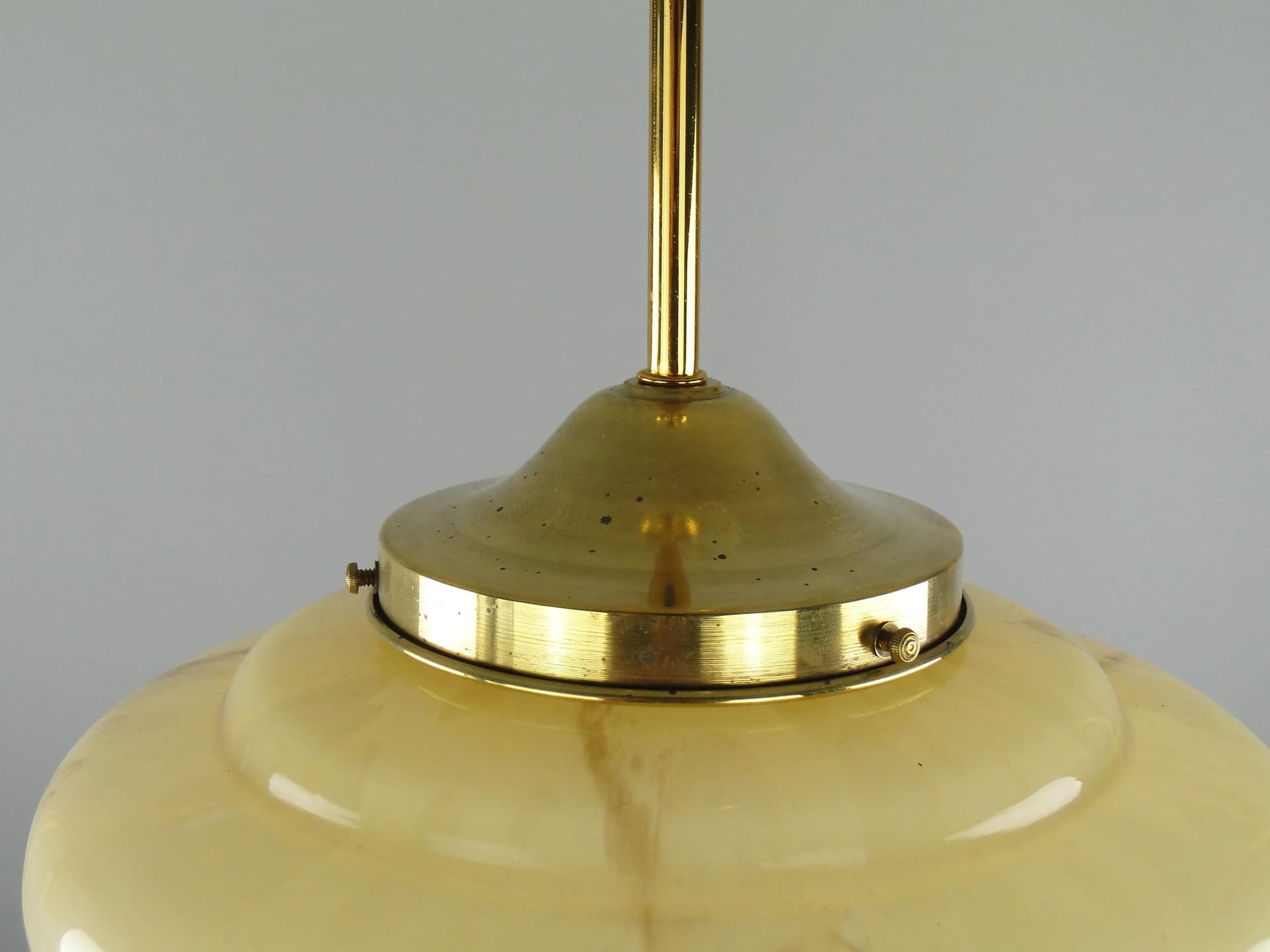 Pendant lamp Art Deco, ivory glass, brass, Poland, 1920s. - 162504