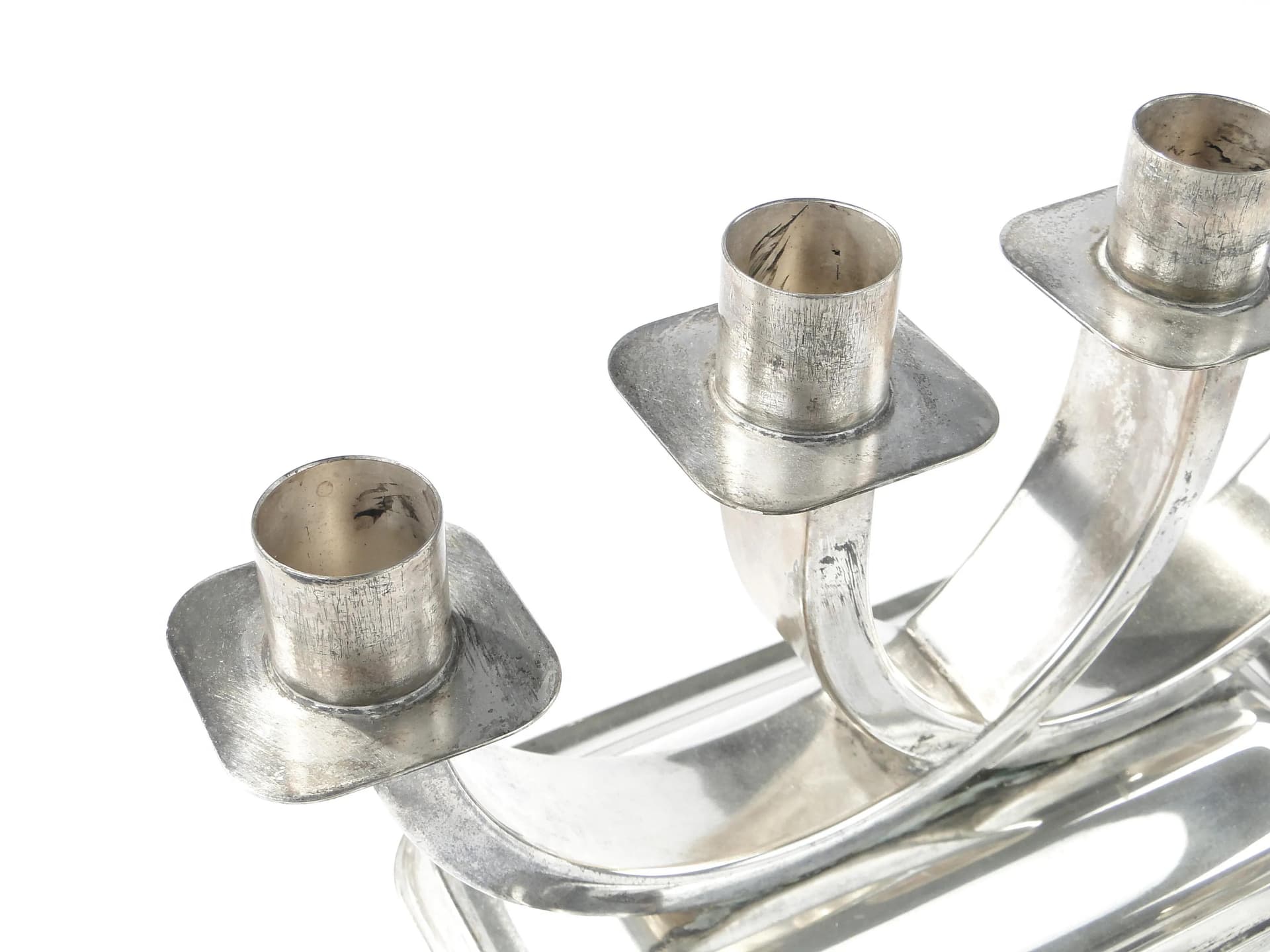 Świecznik Art Deco, srebro, mosiądz, Quist, Niemcy, lata 30. - 162496