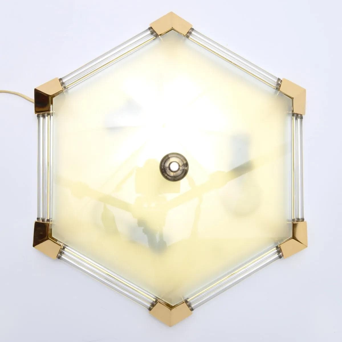 Ceiling light, golden, brass glass, Honsel, Germany, 1980s. - 162059