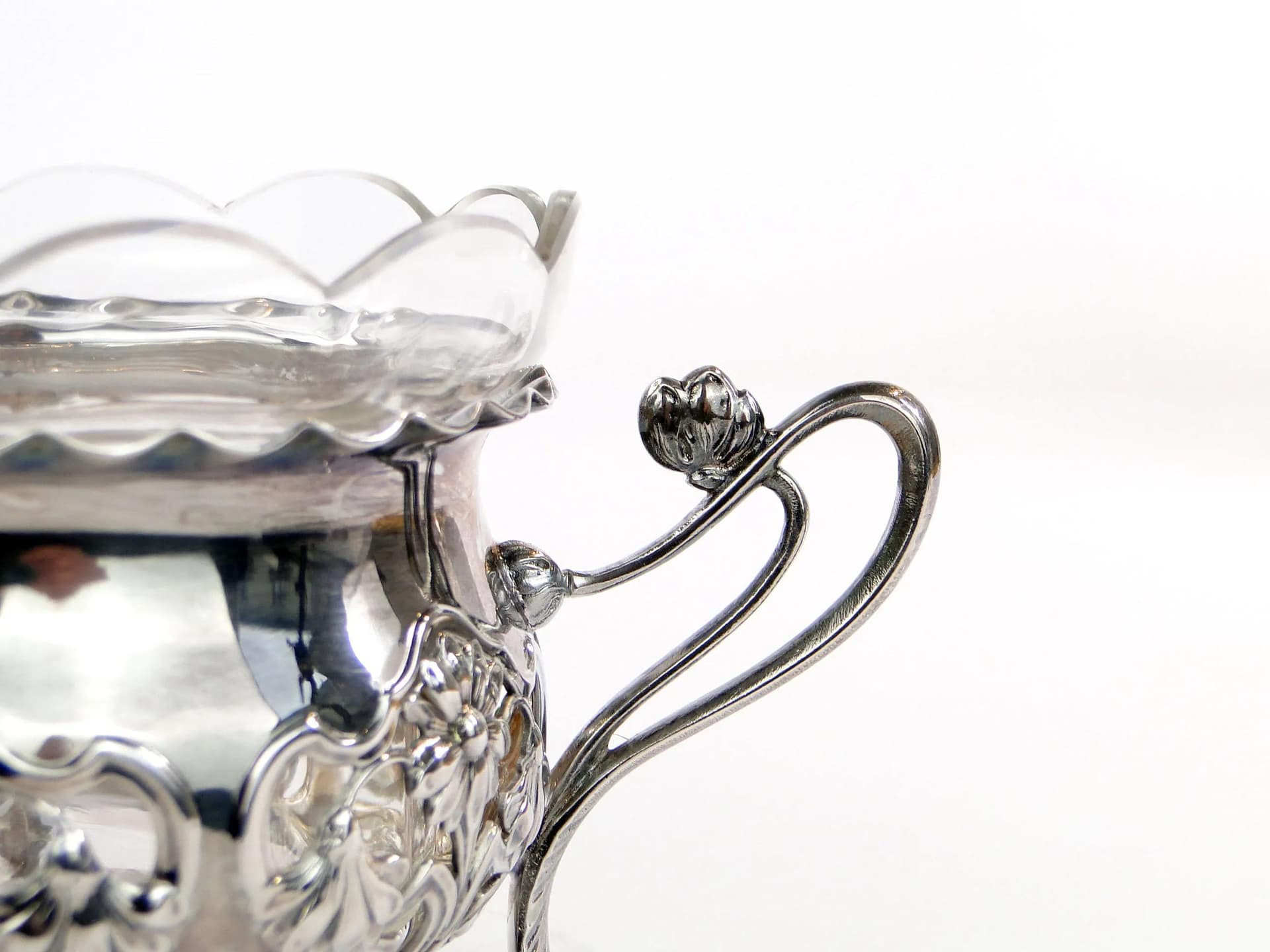 Cukierniczka secesyjna, srebro, kryształ przezroczysty, WMF, Niemcy, początek XX wieku - 10645