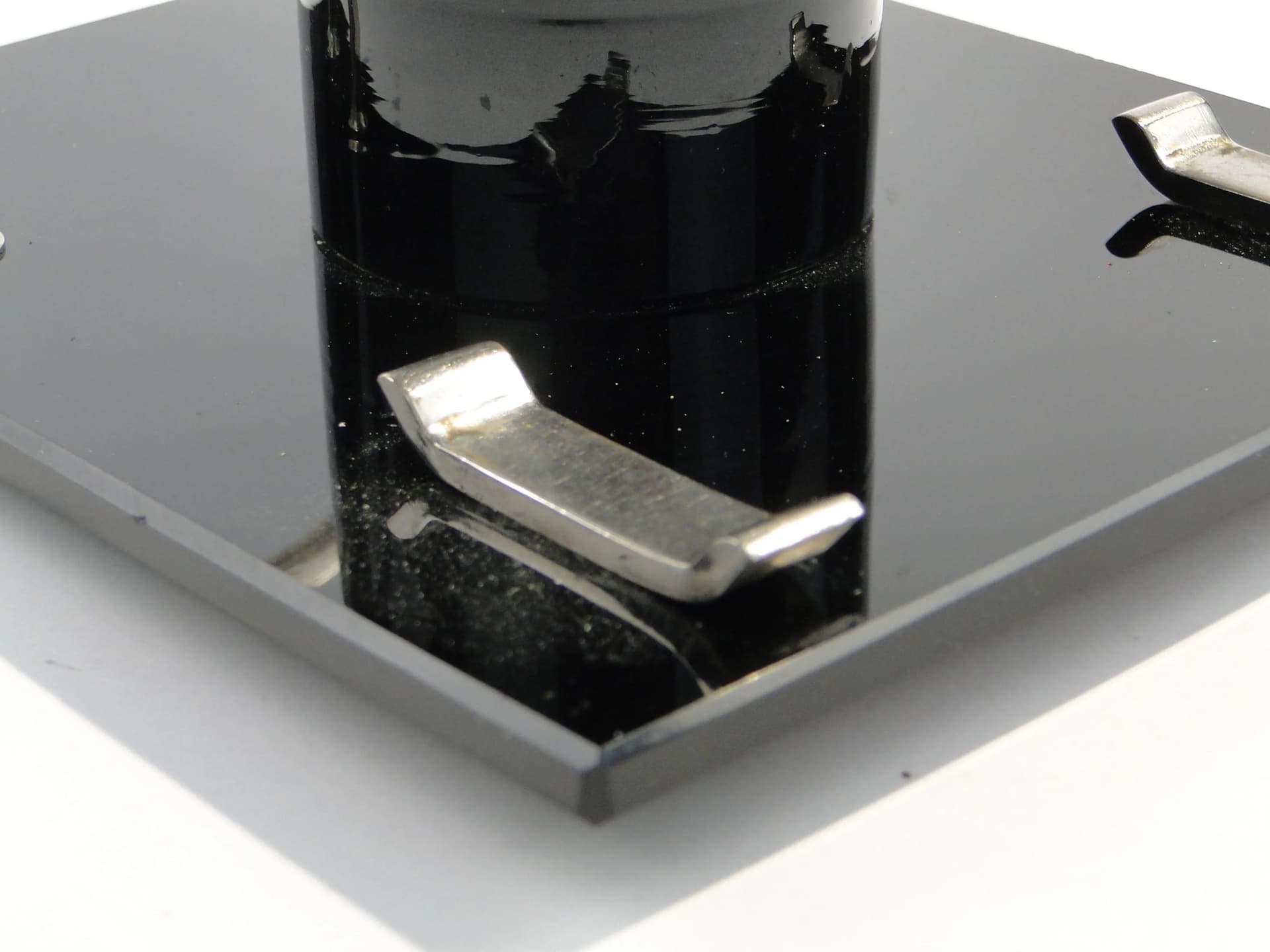 Kałamarz z listownikiem Art Deco, szkło czarne, Polska, lata 30. - 162477