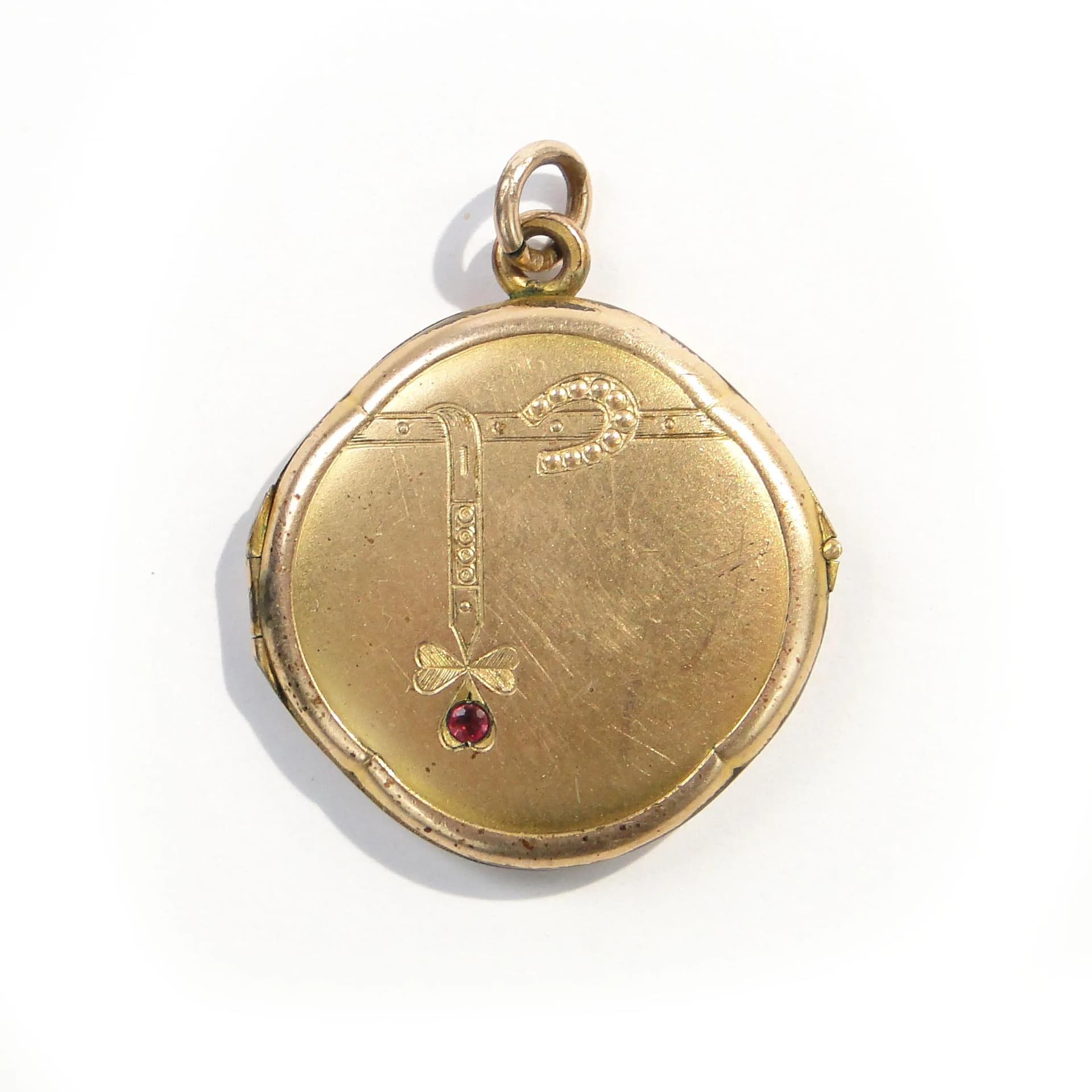 Sekretnik sentymentalny, secesja geometryczna, mosiądz złocony, rubin, Austro-Węgry, XIX wiek - 162468