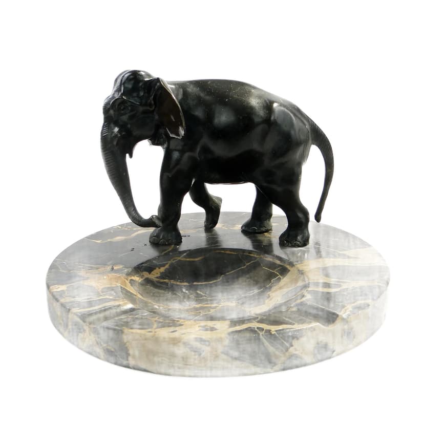 Cabinet Ashtray, black marble, bronze, Austria, 1910s
