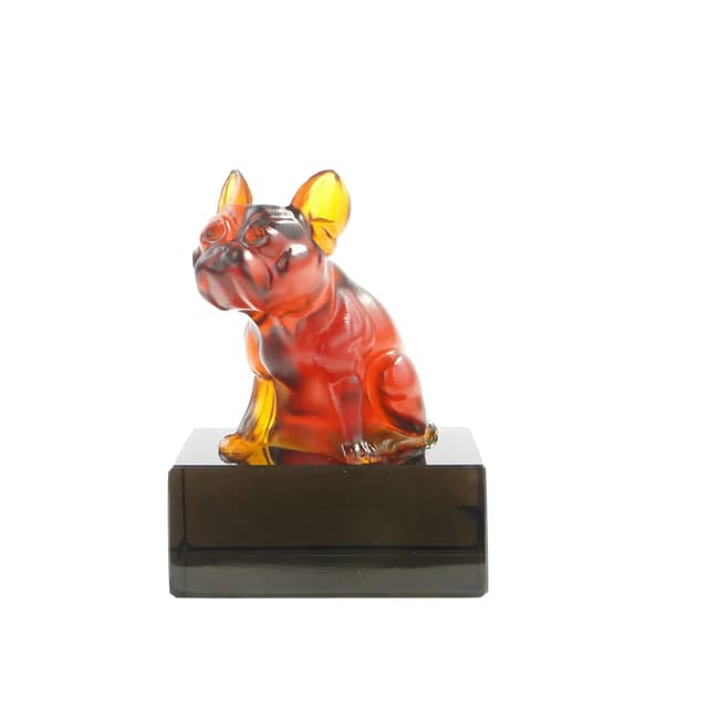 Figurka buldoga, multikolor, szkło, Daum, Francja, początek XX w. - WYMIARY