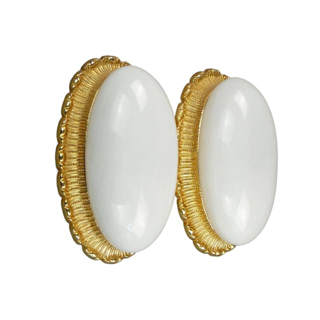 Pair of ceiling lights, white glass, gilded brass, Limburg, Germany, 1960s. - DIMENSION