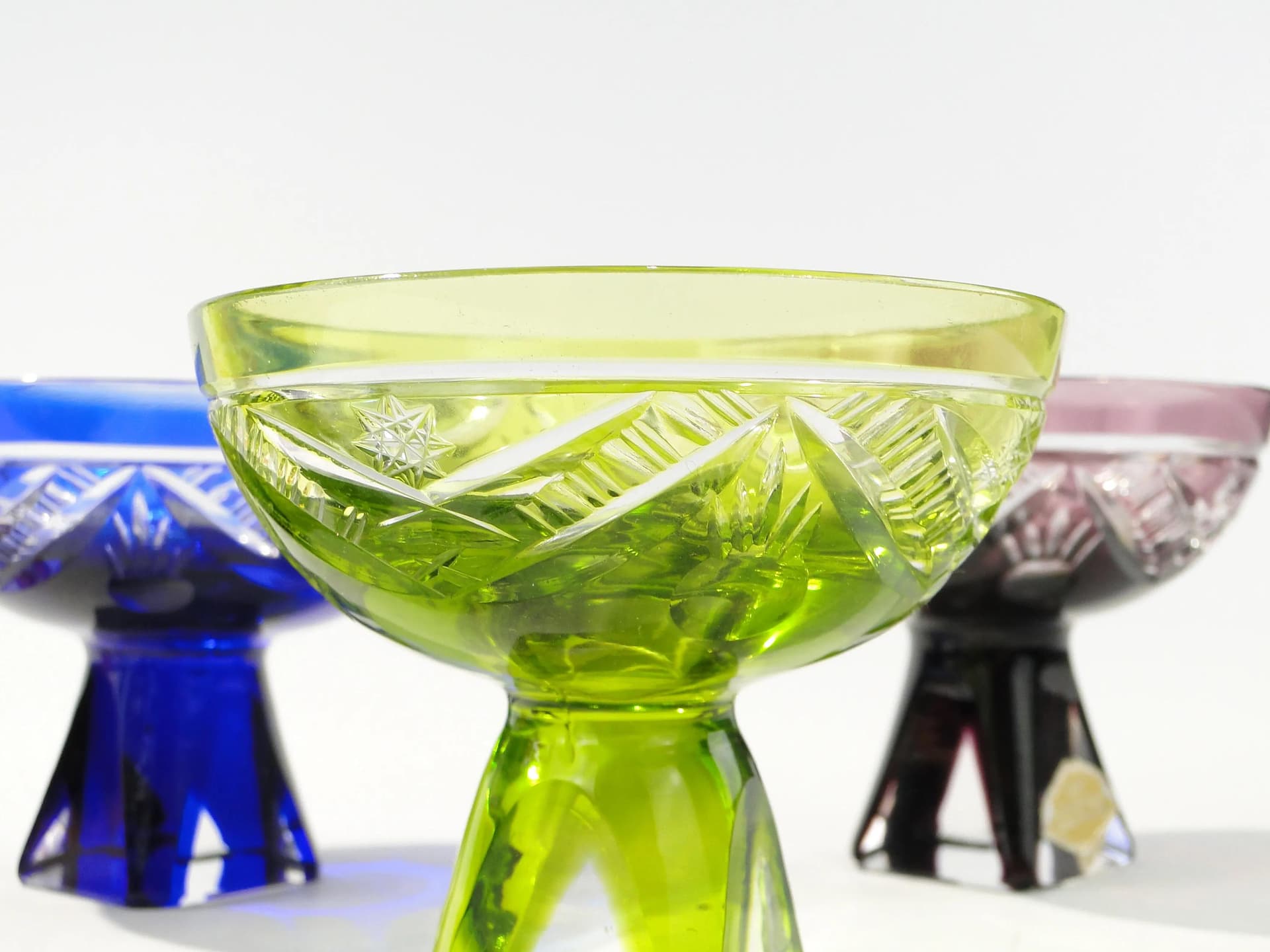 Komplet kieliszków do likieru, art déco, multikolor, kryształ, Huta Józefina, Polska, lata 20. - 162419