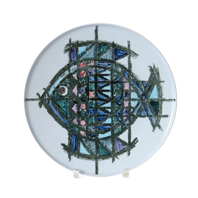 Platter, Royal Sphinx, multicolor ceramics, Belgium, 1960s. - DIMENSION