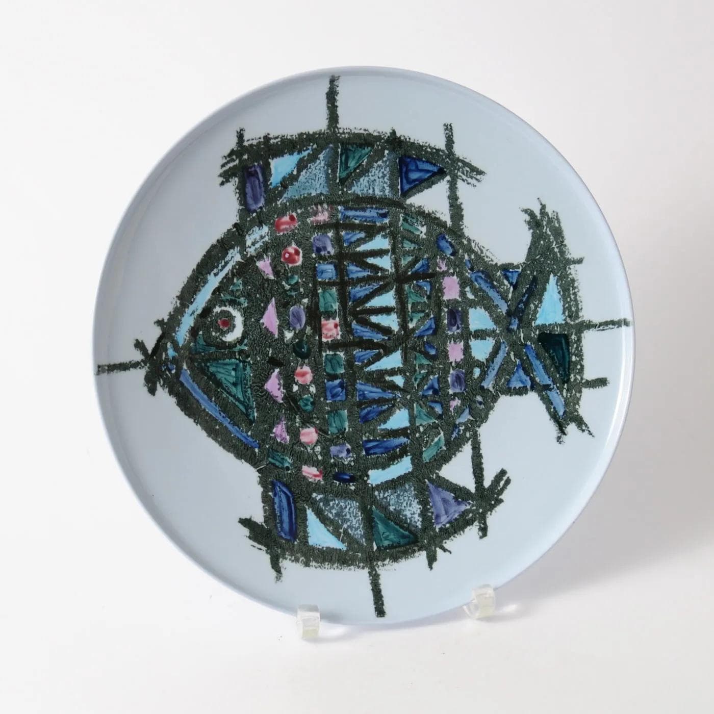 Platter, Royal Sphinx, multicolor ceramics, Belgium, 1960s. - 161998