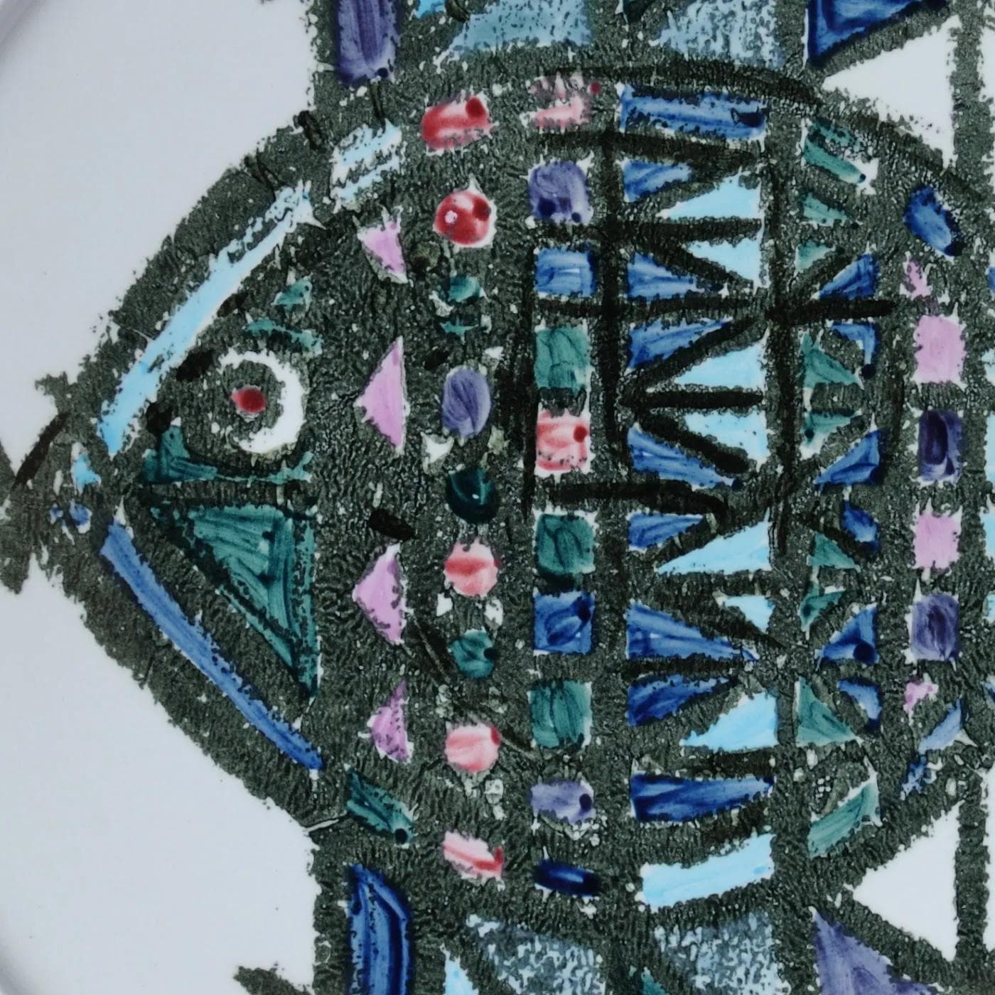 Platter, Royal Sphinx, multicolor ceramics, Belgium, 1960s. - 161997