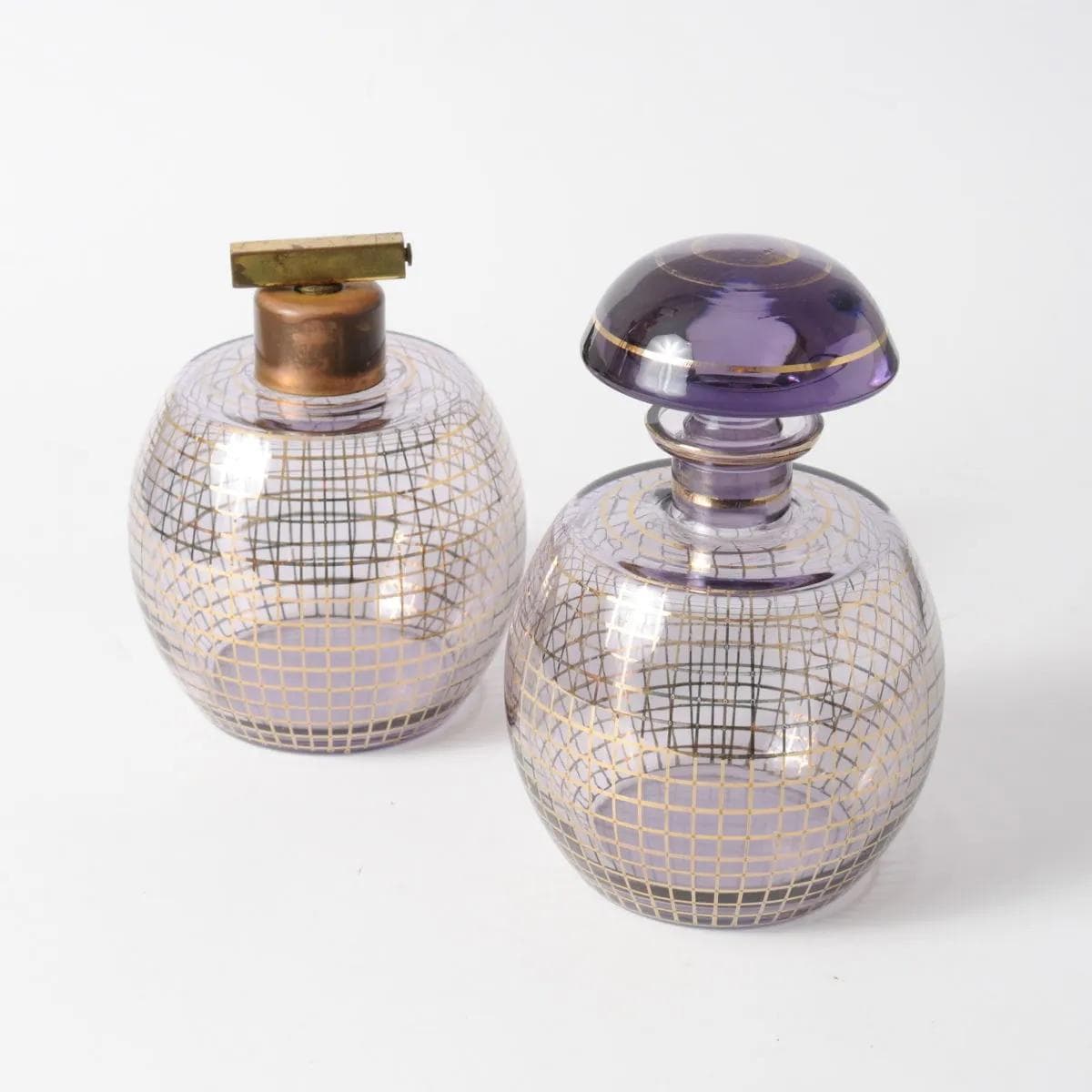 Toilette set Art Deco, amethyst glass, Gebrüder Podbira, Czechoslovakia, 1930s. - 164483