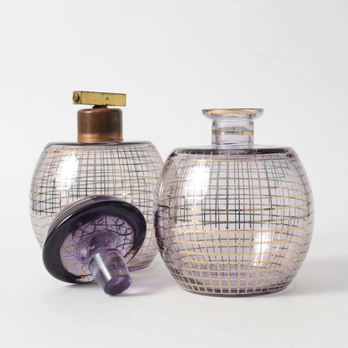 Toilette set Art Deco, amethyst glass, Gebrüder Podbira, Czechoslovakia, 1930s. - 164484