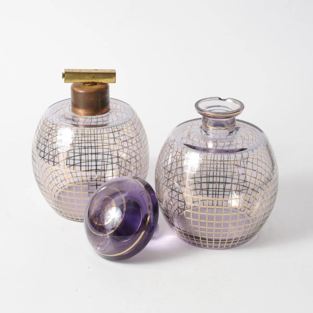 Toilette set Art Deco, amethyst glass, Gebrüder Podbira, Czechoslovakia, 1930s. - 164482