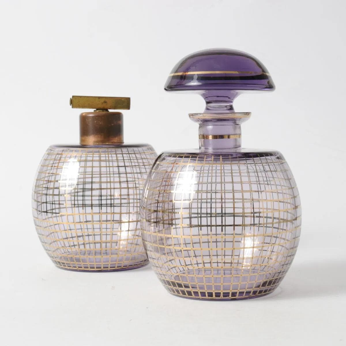 Toilette set Art Deco, amethyst glass, Gebrüder Podbira, Czechoslovakia, 1930s. - 164485