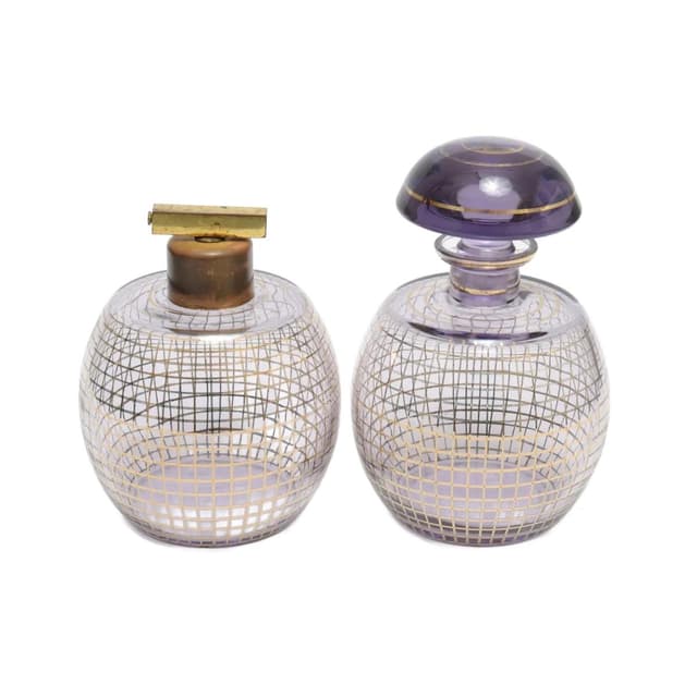 Toilette set Art Deco, amethyst glass, Gebrüder Podbira, Czechoslovakia, 1930s. - DIMENSION