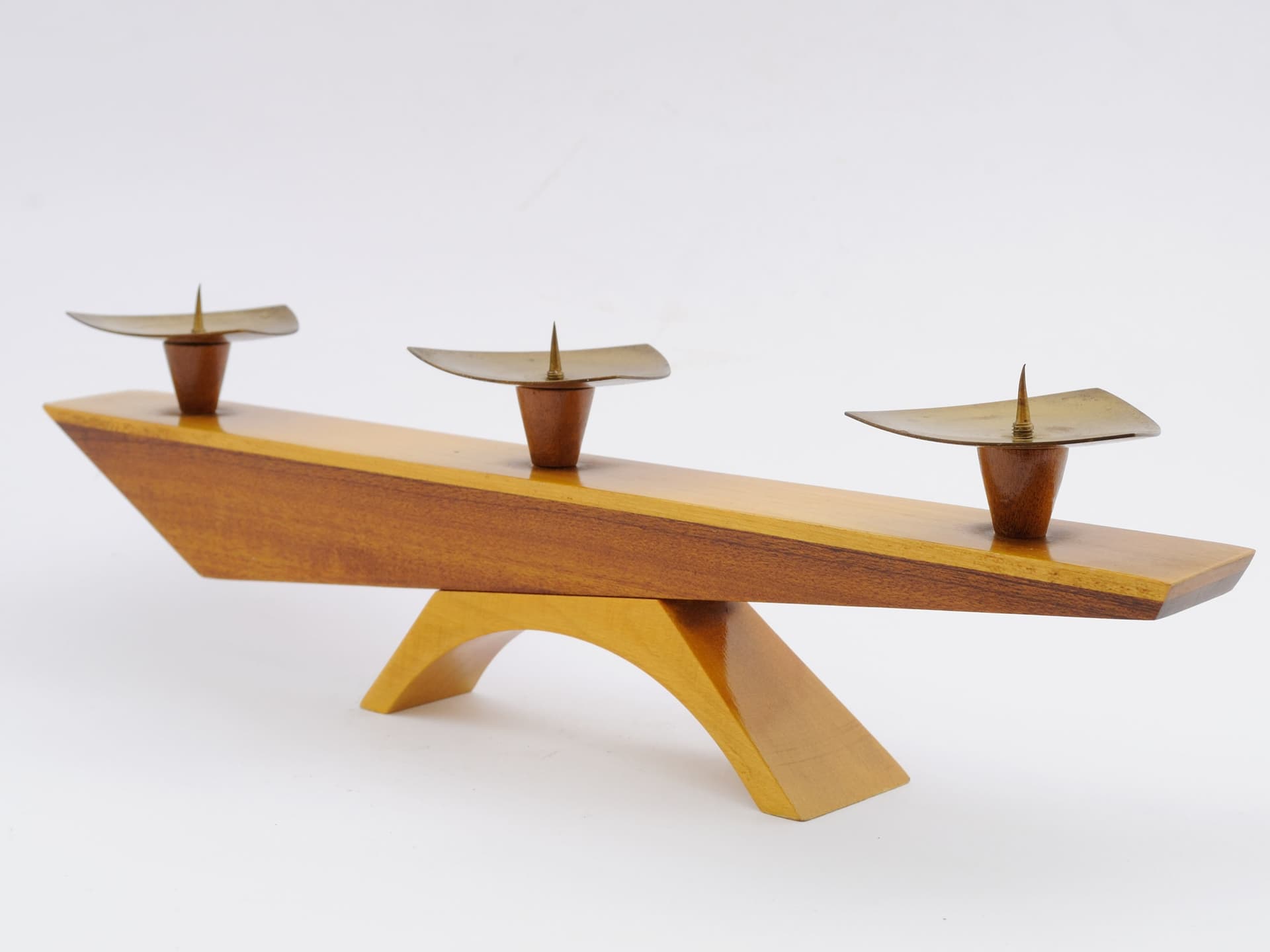 Candlestick, light brown wood, Czechoslovakia, 1970s. - 164468