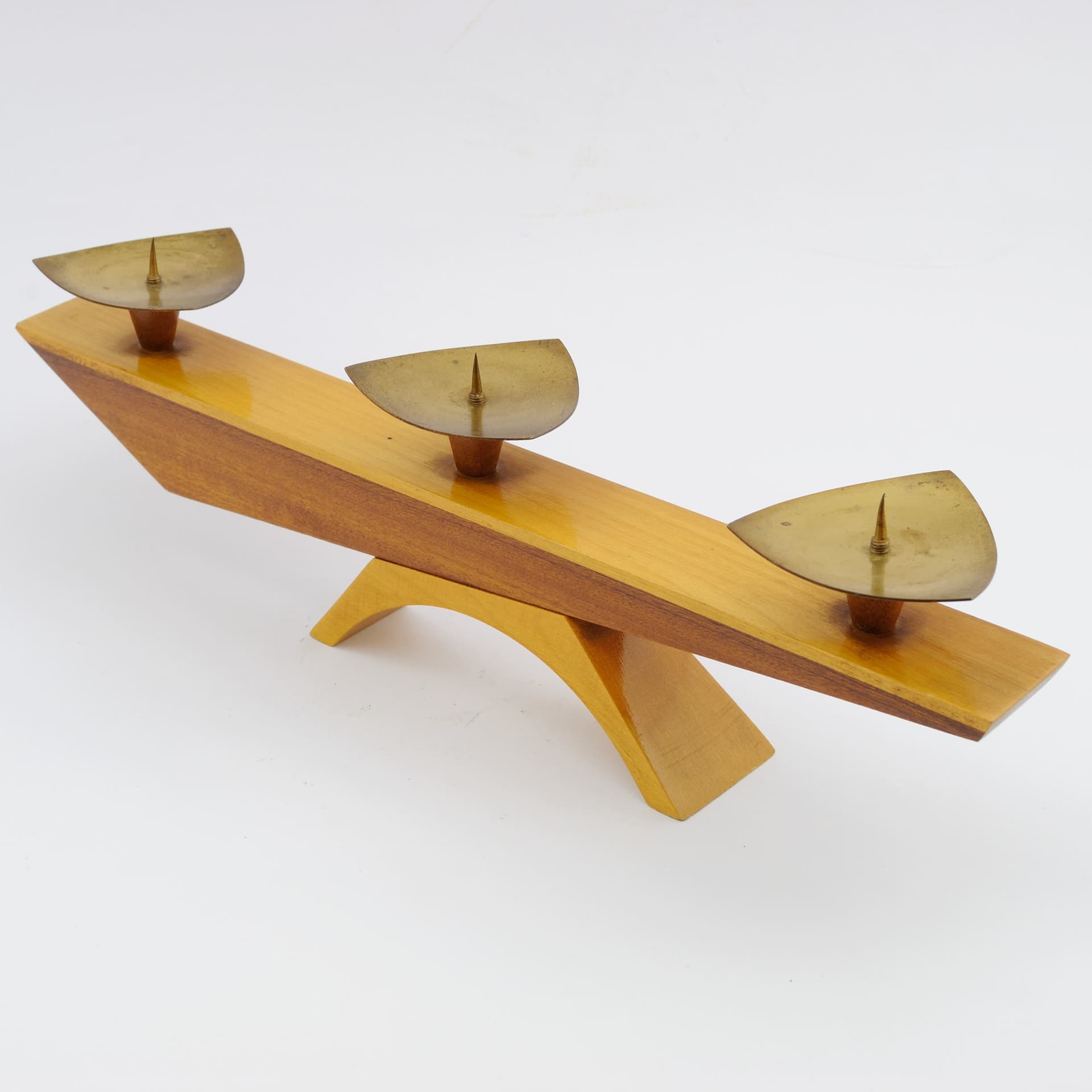 Candlestick, light brown wood, Czechoslovakia, 1970s. - 164469