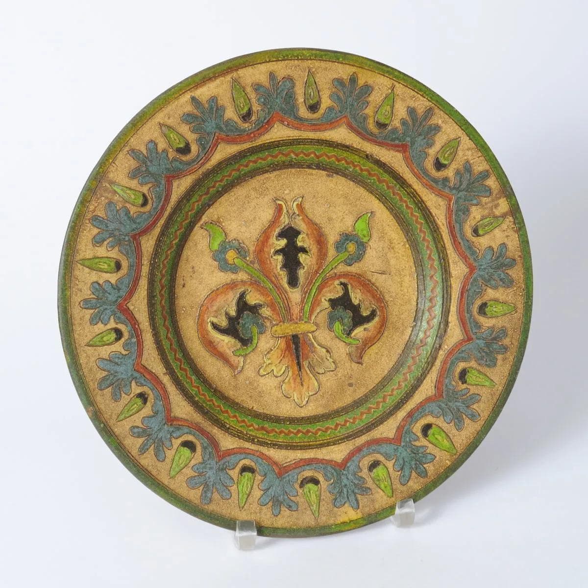 Decorative plate, multicolor ceramics, Dante Milani, Italy, 1930s. - 164464