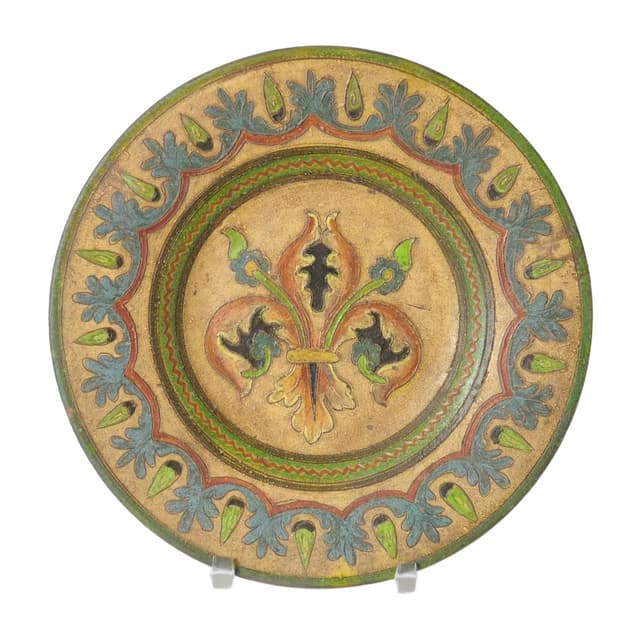 Decorative plate, multicolor ceramics, Dante Milani, Italy, 1930s. - DIMENSION