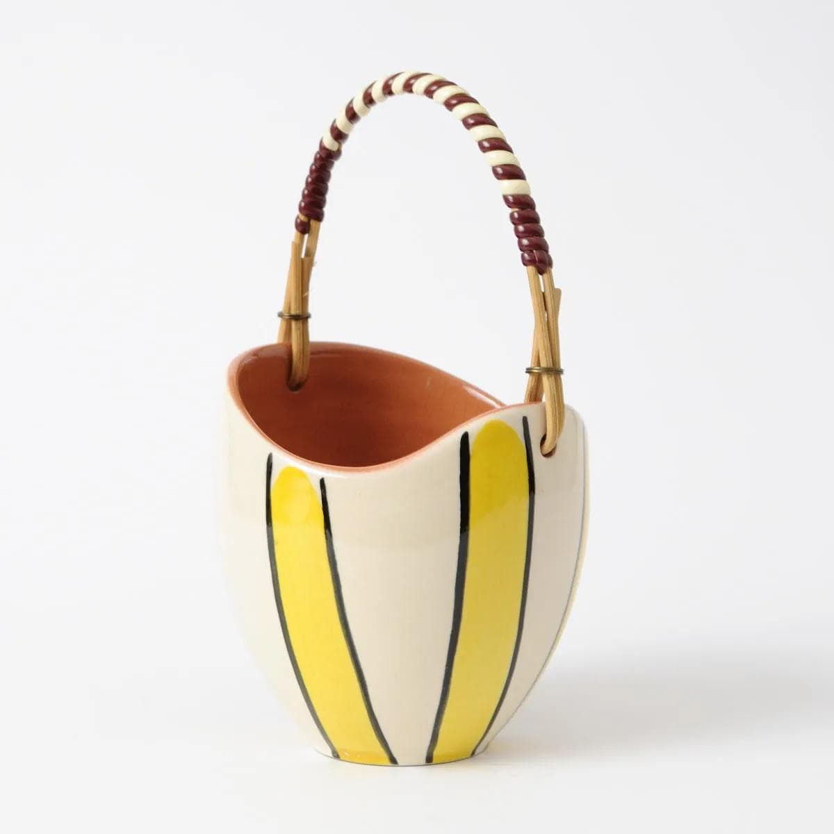Basket, mid-century modern, ivory white, ceramics, Germany, 1950s. - 164456