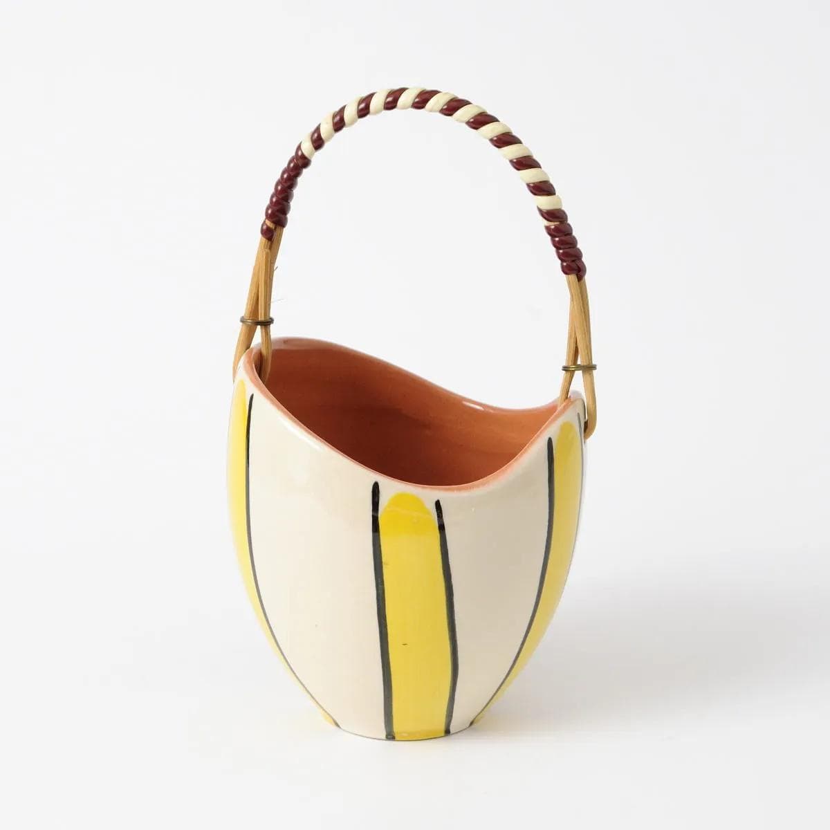 Basket, mid-century modern, ivory white, ceramics, Germany, 1950s. - 164457