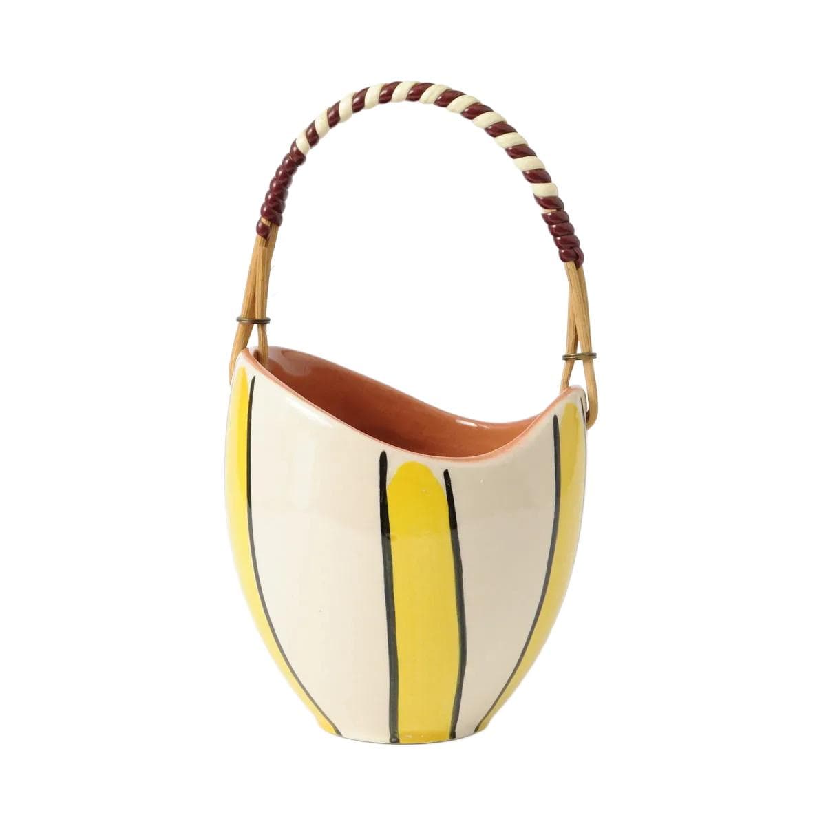 Basket, mid-century modern, ivory white, ceramics, Germany, 1950s.