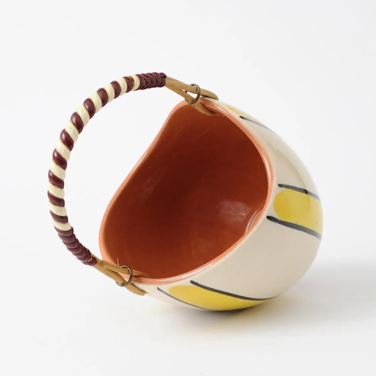 Basket, mid-century modern, ivory white, ceramics, Germany, 1950s. - 164459