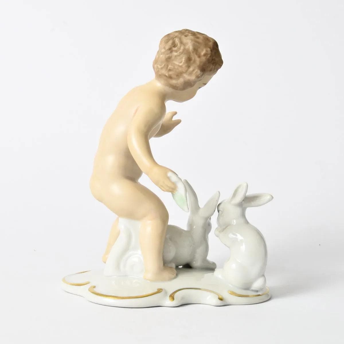 Figurine Putto with Rabbits, white porcelain, Wallendorf, Germany, 1960s. - 164440