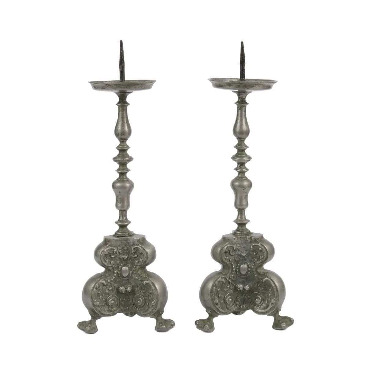 Pair of candlesticks, pewter grey, Germany, 18th c.
