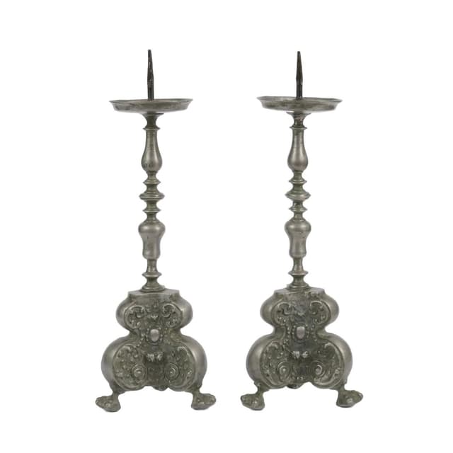 Pair of candlesticks, pewter grey, Germany, 18th c. - DIMENSION