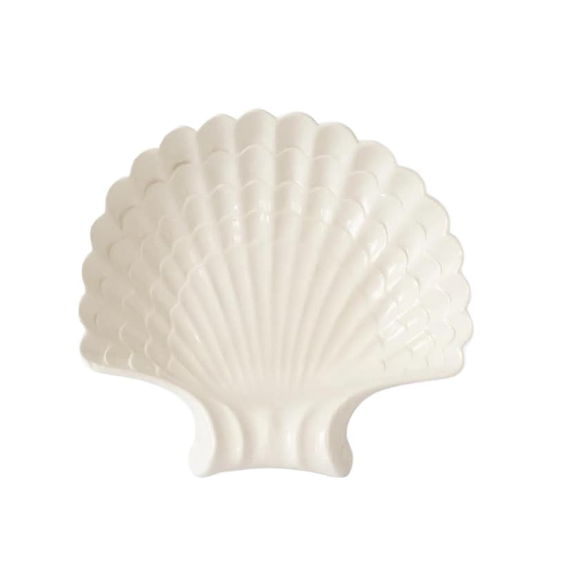 Platter Shell, white faience, Italy, 1950s.