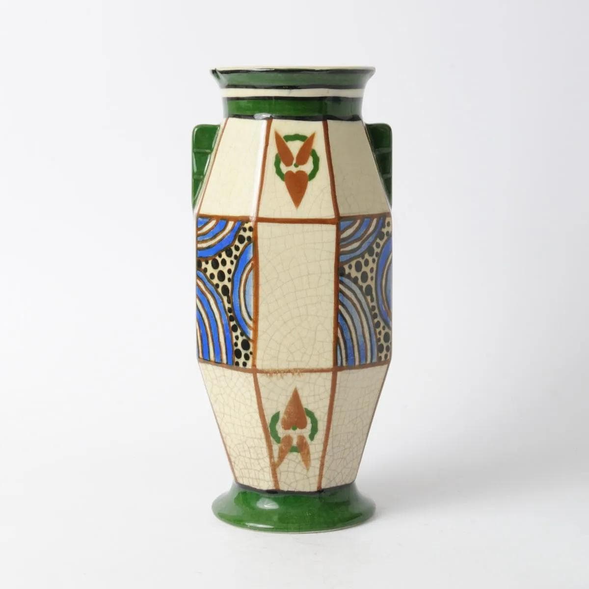 Vase Art Deco, multicolor ceramic, Auguste Mouzin, Belgium, 1920s - 164397