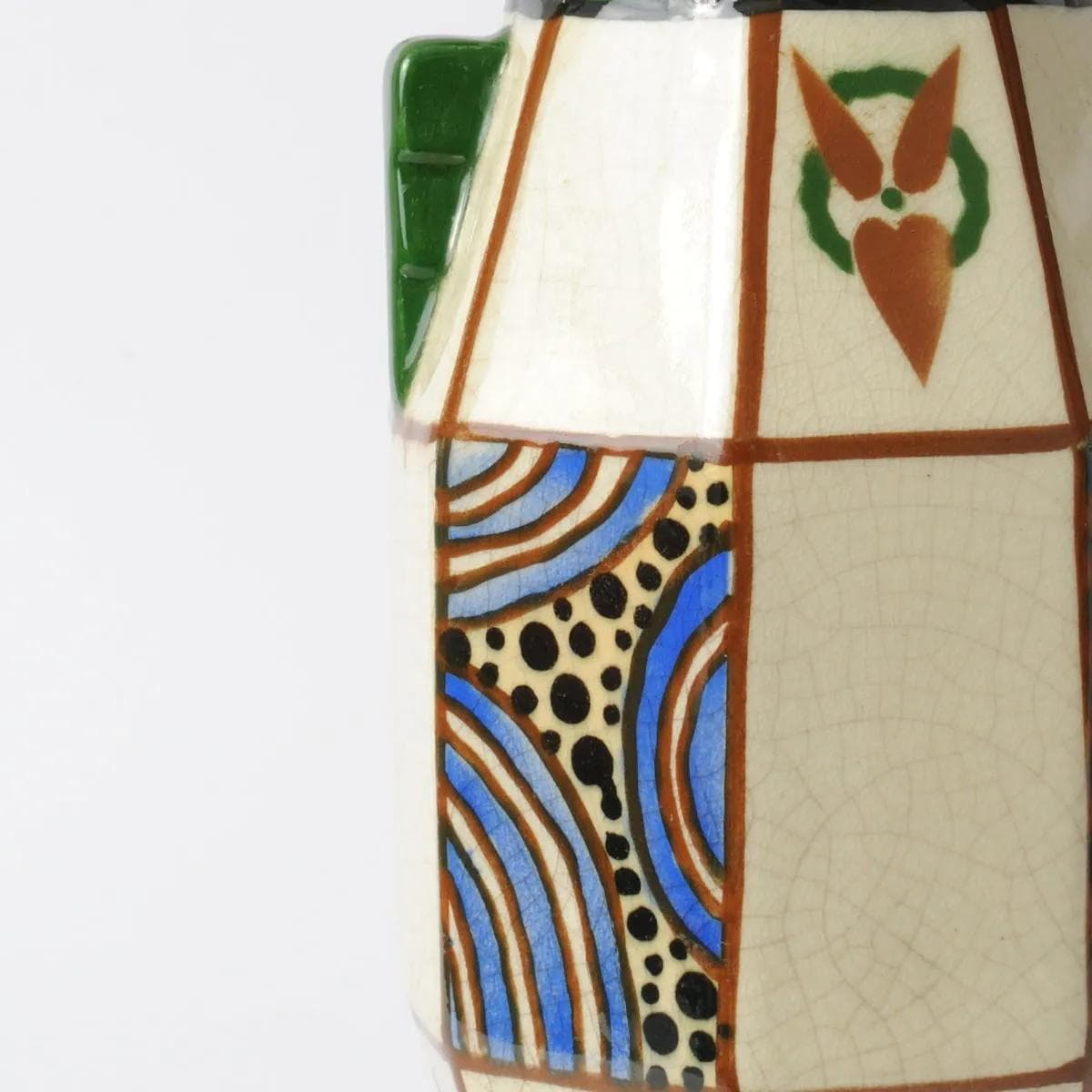 Vase Art Deco, multicolor ceramic, Auguste Mouzin, Belgium, 1920s - 164396