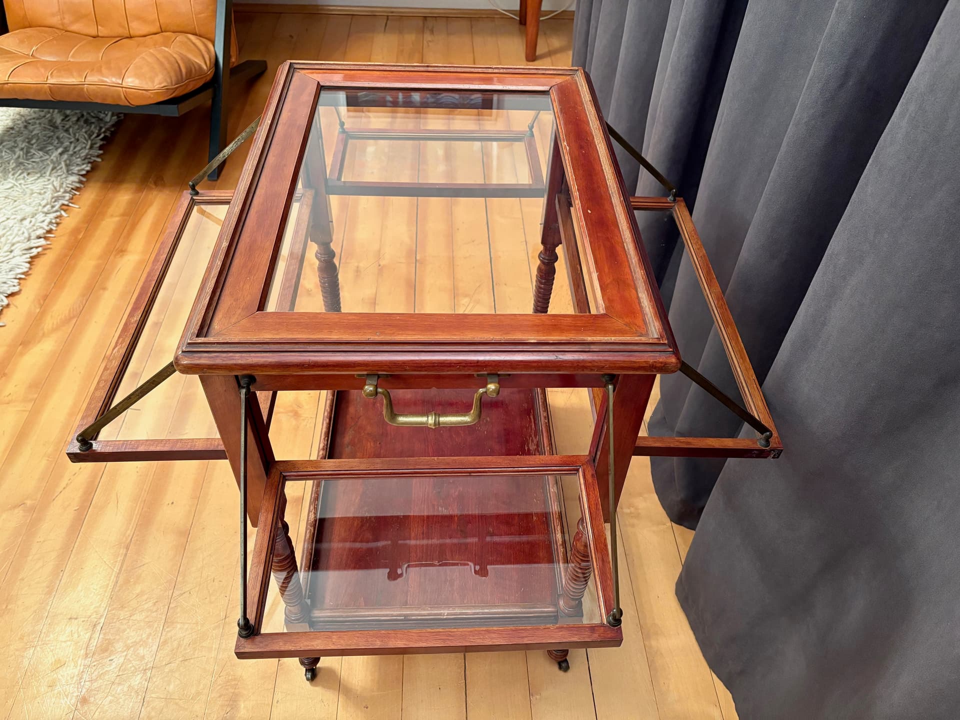 Bar Cart Empire, mahogany, brass, glass, France, 19th c. - 164302