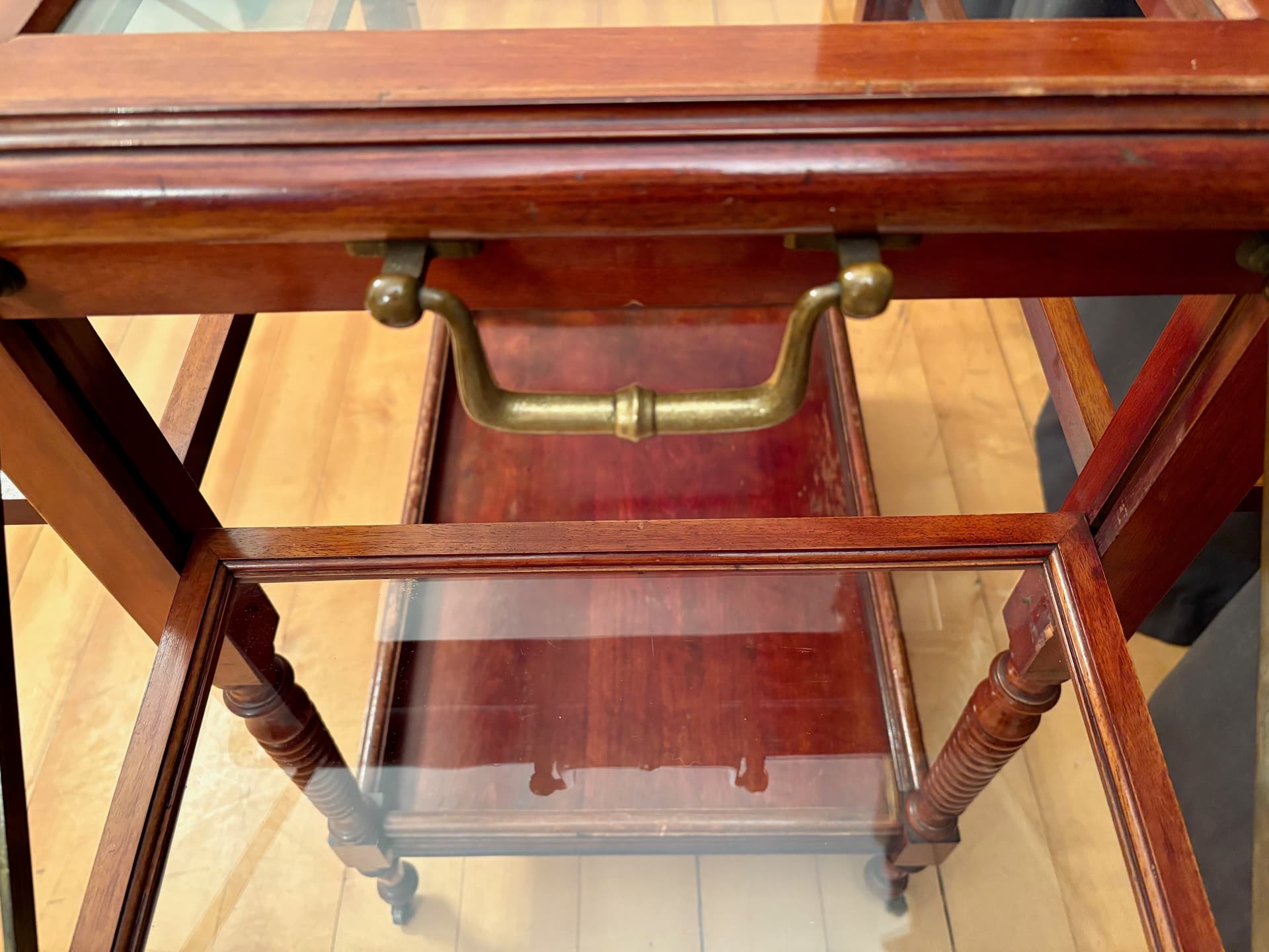 Bar Cart Empire, mahogany, brass, glass, France, 19th c. - 164294