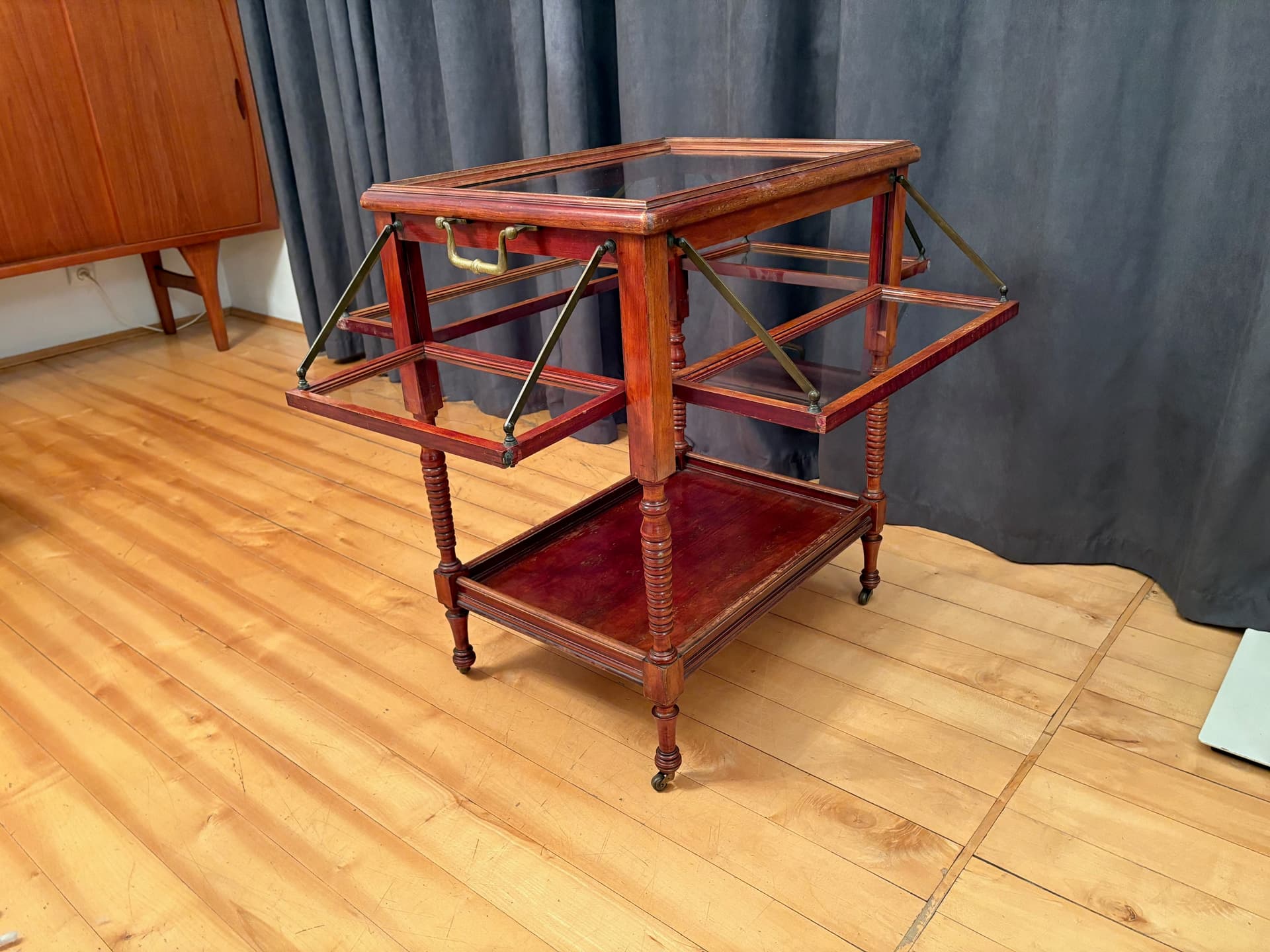 Bar Cart Empire, mahogany, brass, glass, France, 19th c. - 164296