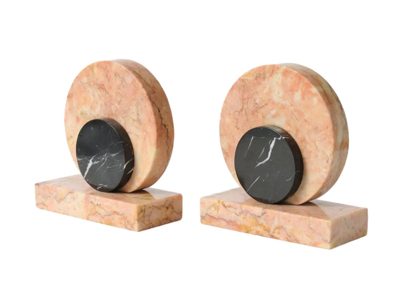 Podpórki do książek art déco, marmur multikolor, Francja, lata 30.