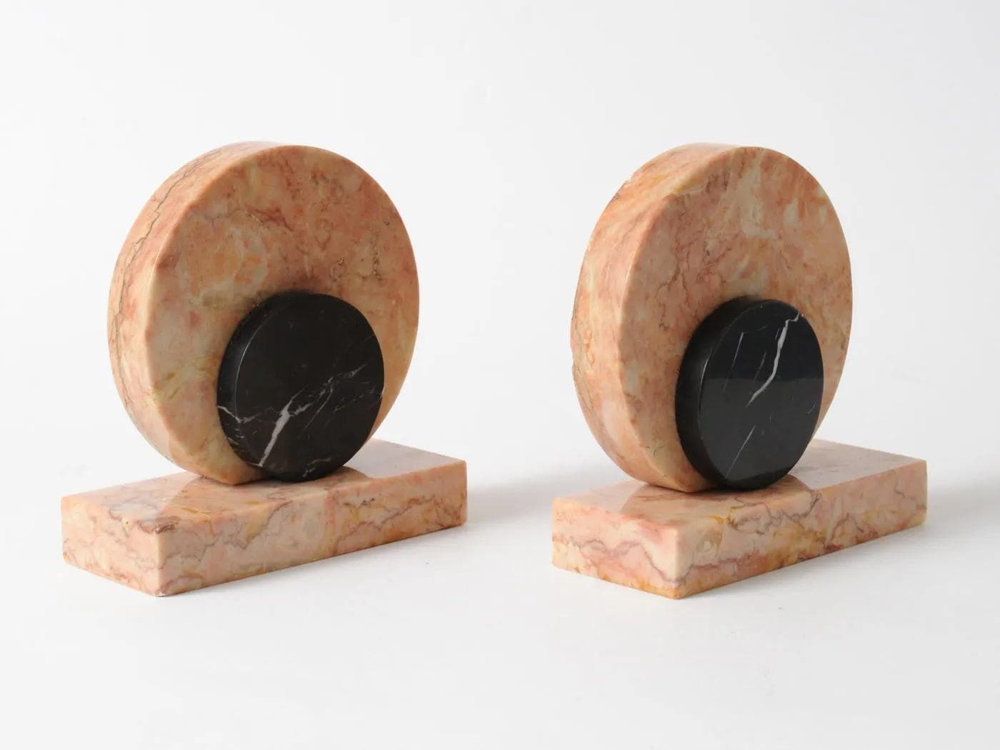 Podpórki do książek art déco, marmur multikolor, Francja, lata 30. - 164382