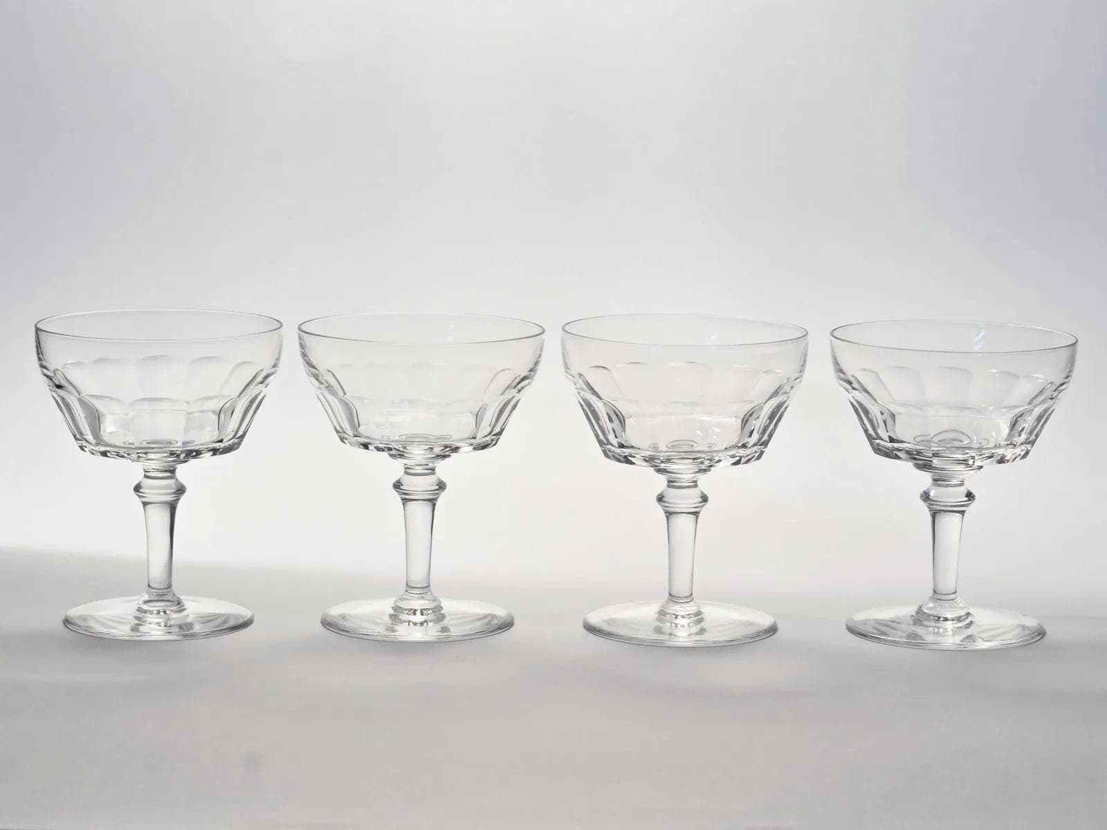 Kieliszki do szampana, Val Saint Lambert, kryształ transparentny, Belgia, lata 50. - 164361