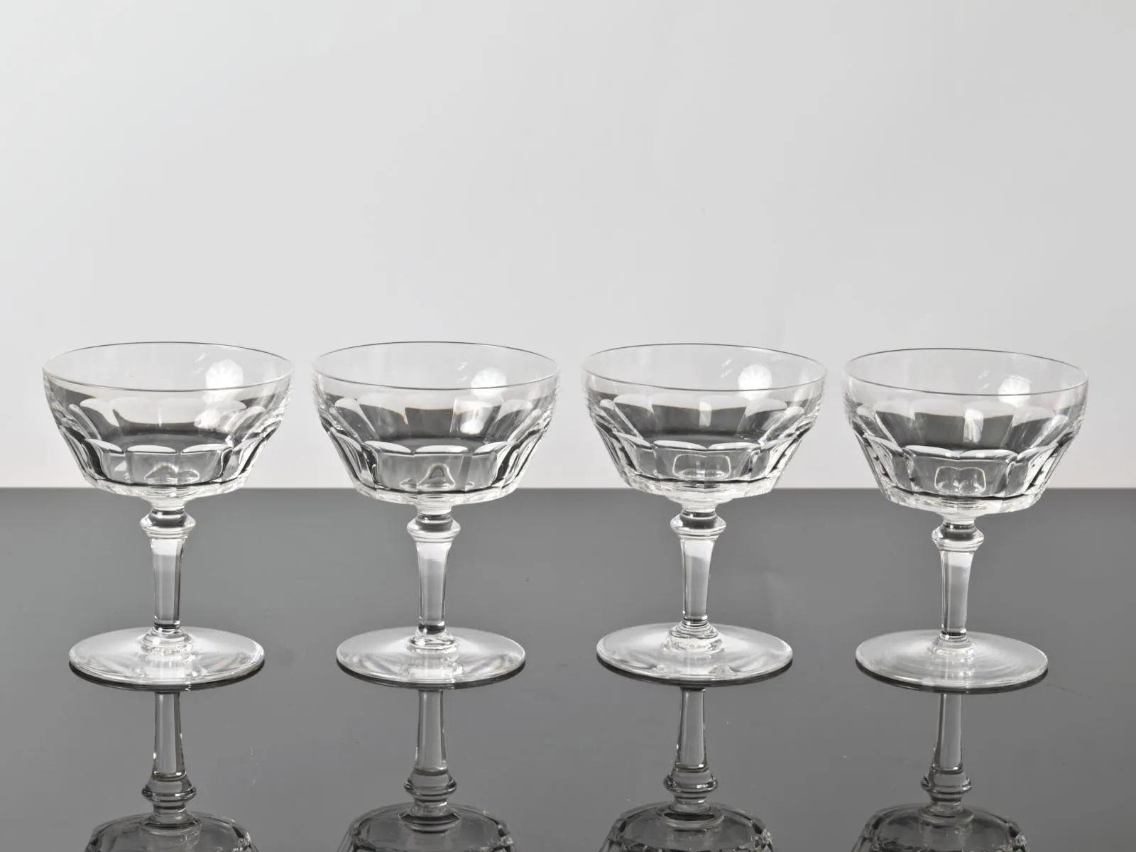 Kieliszki do szampana, Val Saint Lambert, kryształ transparentny, Belgia, lata 50. - 164362