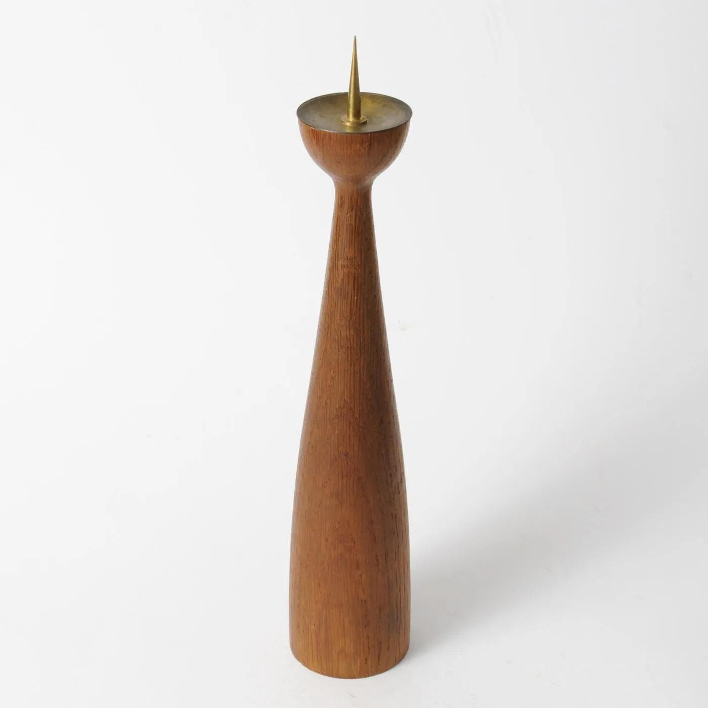 Candlestick, brown teak, golden brass, Denmark, 1960s - 164345