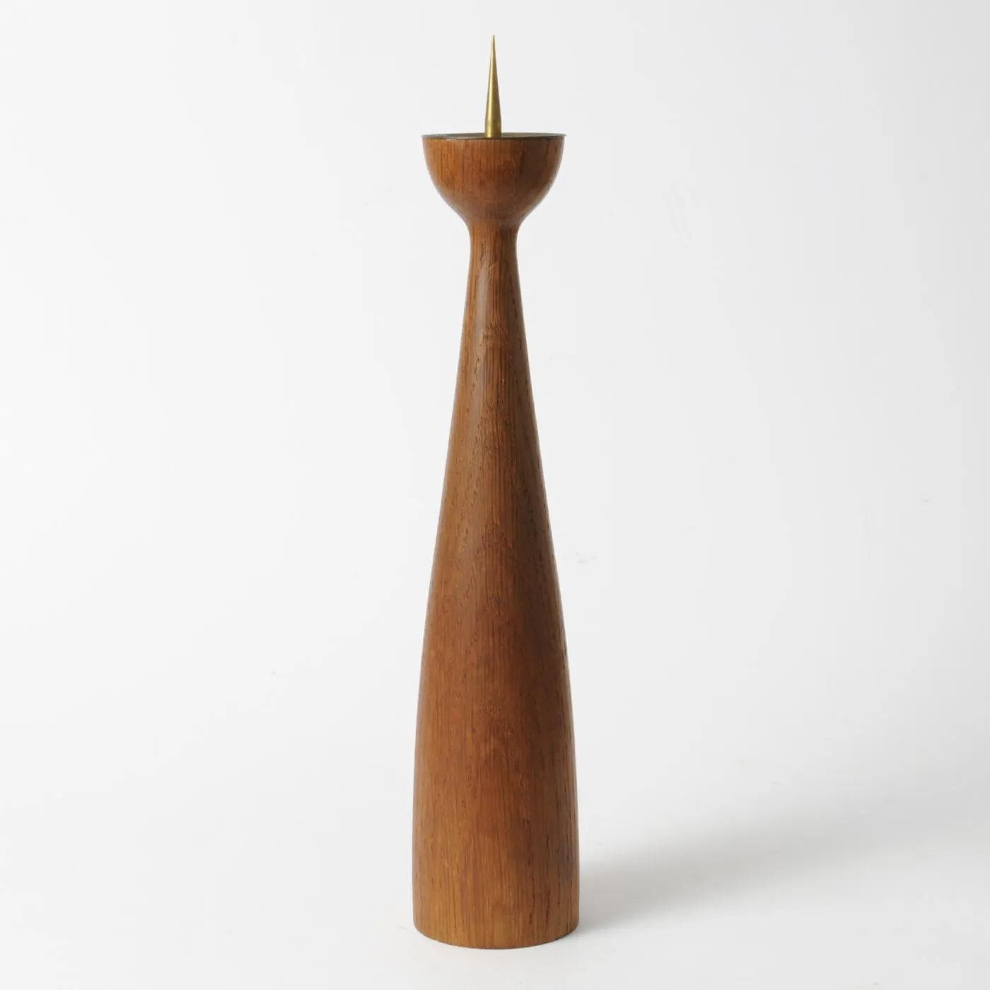Candlestick, brown teak, golden brass, Denmark, 1960s - 164346